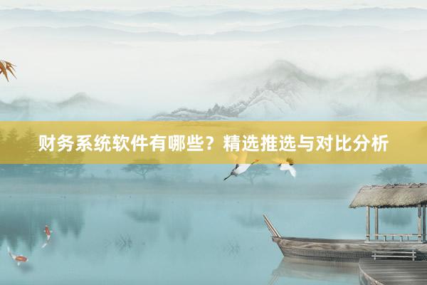 财务系统软件有哪些？精选推选与对比分析